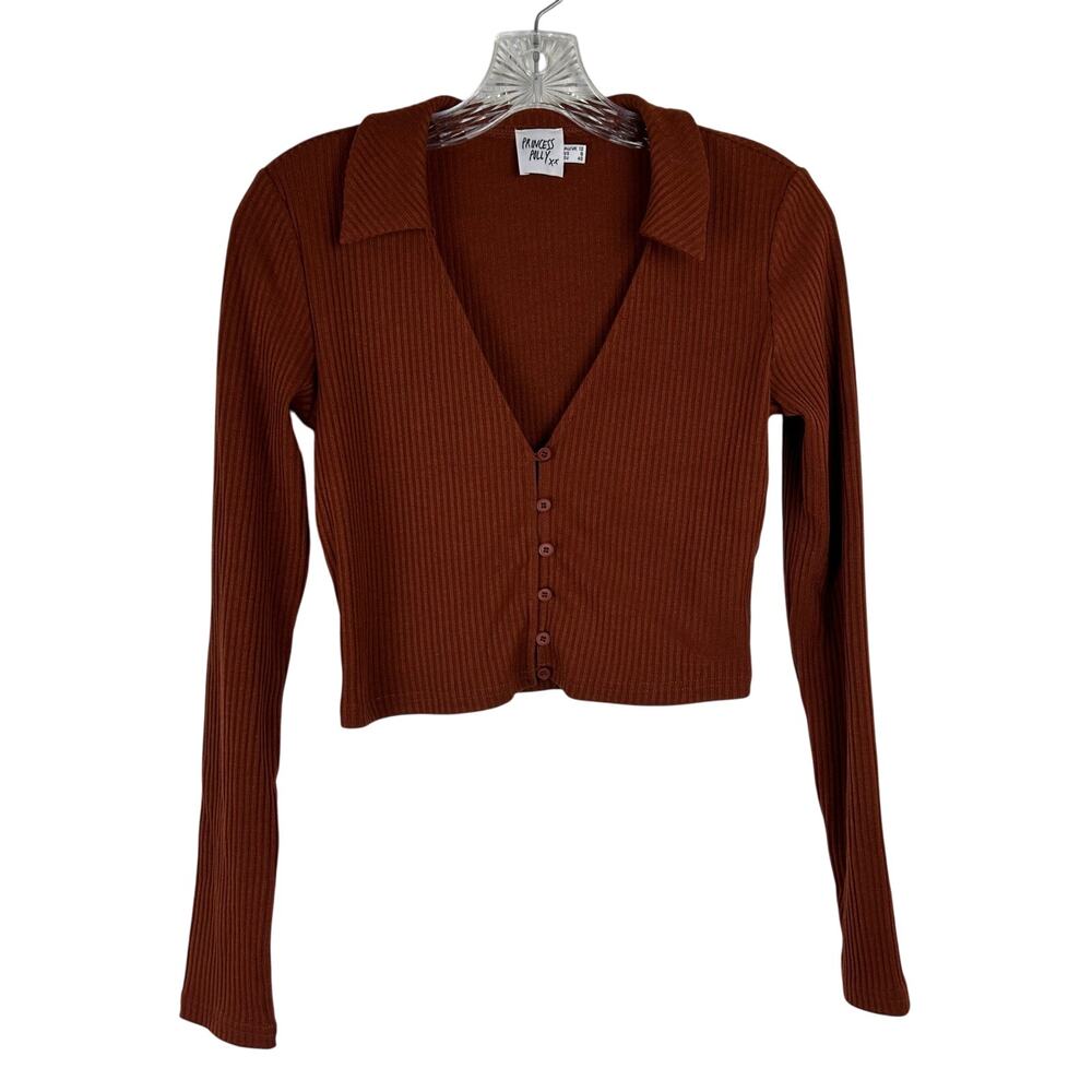 Princess Polly Rust Ribbed Crop Top